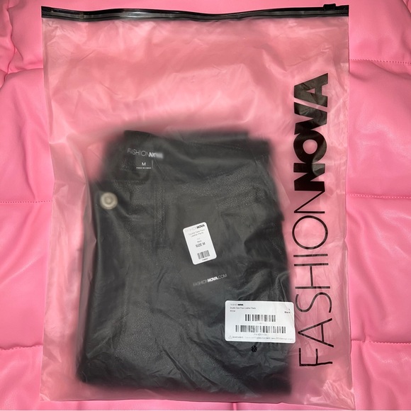 Double Dare Faux Leather Black Glitter Sparkle Pants - Picture 11 of 11